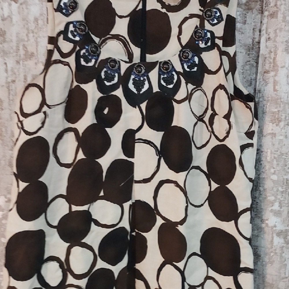 Kensie Black and White Circle Pattern Dress